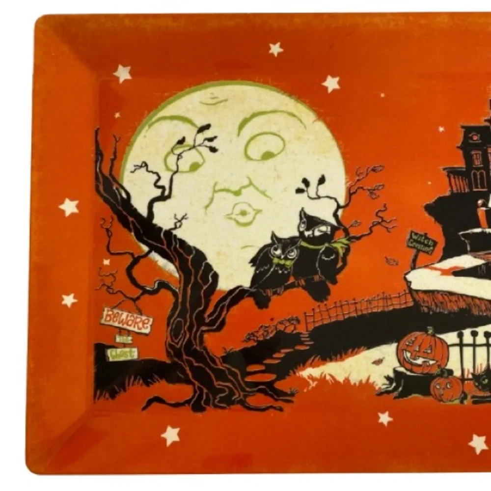 Pottery Barn Kids Halloween Tray Vintage Inspired 19 3/4” x 14 3/4” Retro Spooky